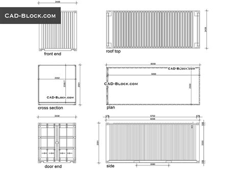 Shipping container CAD blocks, AutoCAD drawings